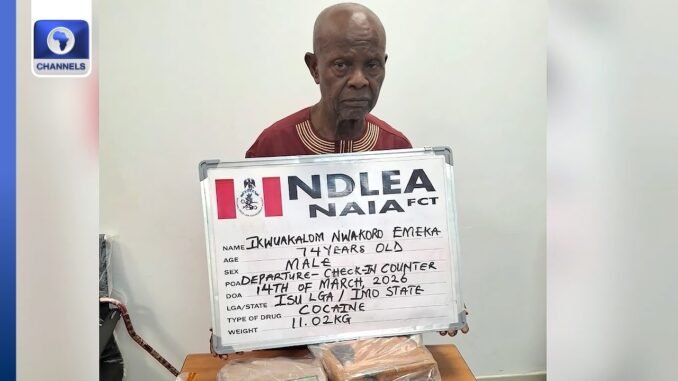 A 74 year old Naija man caught with drugs