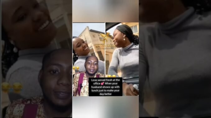 Husband surprised wife with lunch in the office