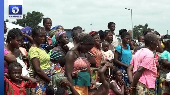 Child forced to carry stones overhead