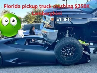 Lamborghini wreck after truck impact