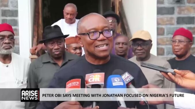 Peter Obi reveals strategic meeting with Jonathan