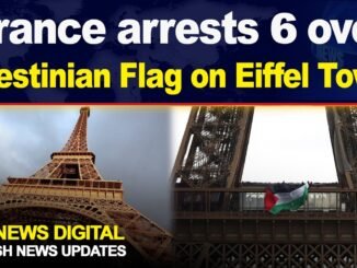 Six arrested after hanging Palestinian flag on Eiffel Tower