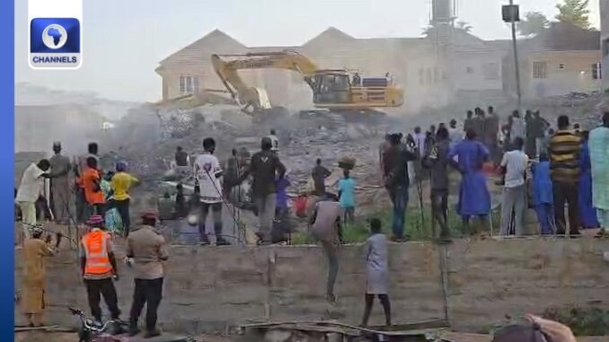 Abuja building collapse scene