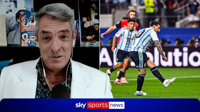 Messi celebrates World Cup bra
