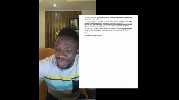Babcock University Denies Carter Efe's Alleged Certificate