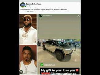 Davido gifts Mayorkun Tesla Cybertruck