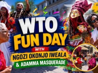 Okonjo-Iweala Dances with Igbo Masquerade