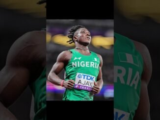 Kanyinsola Ajayi celebrates 100m athletics victory
