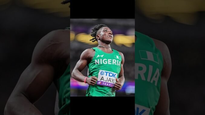 Kanyinsola Ajayi celebrates 100m athletics victory