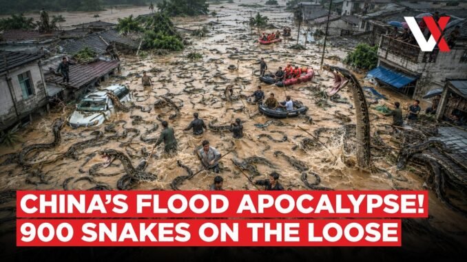 Hundreds of snakes escape Chinese farm due to flooding