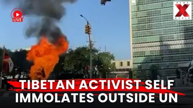 Man sets himself on fire at New York protest