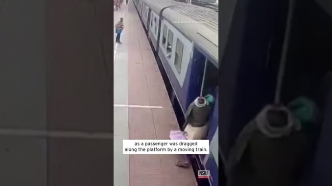 Man dragged 50 metres by moving train