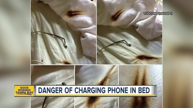 Phone fire on bed in Lagos