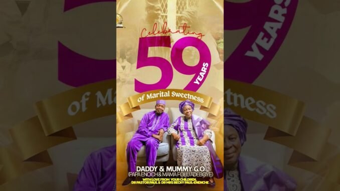 Pastor Adeboye and wife celebrate 59 years