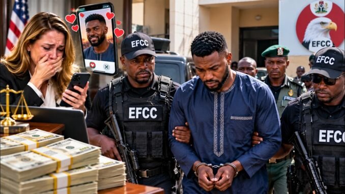 Fraudster in handcuffs