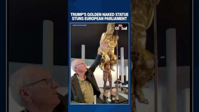 Golden naked Trump statue in Strasbourg